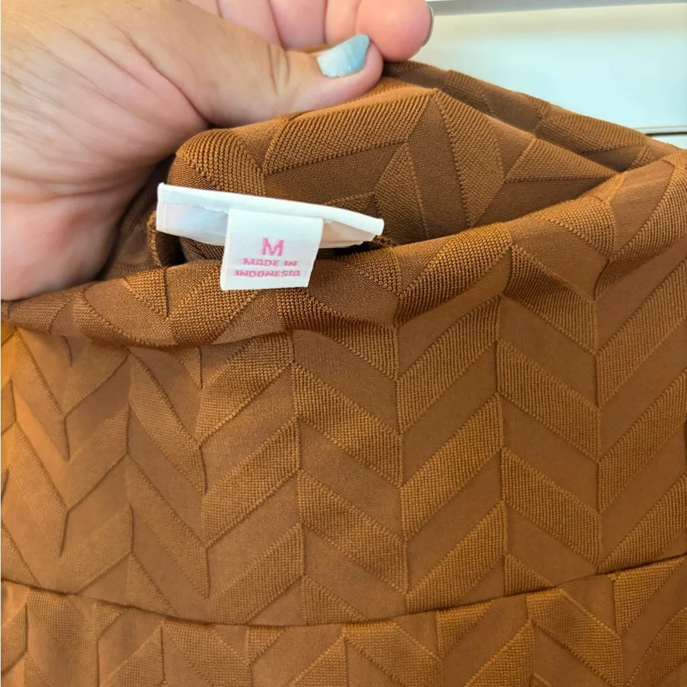 LuLaRoe Brown Chevron Midi Skirt NWT 16-20 W/L 26 M Cassie - Picture 4 of 6